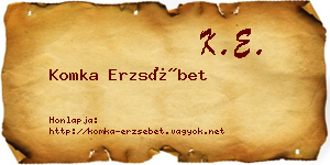 Komka Erzsébet névjegykártya