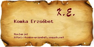 Komka Erzsébet névjegykártya